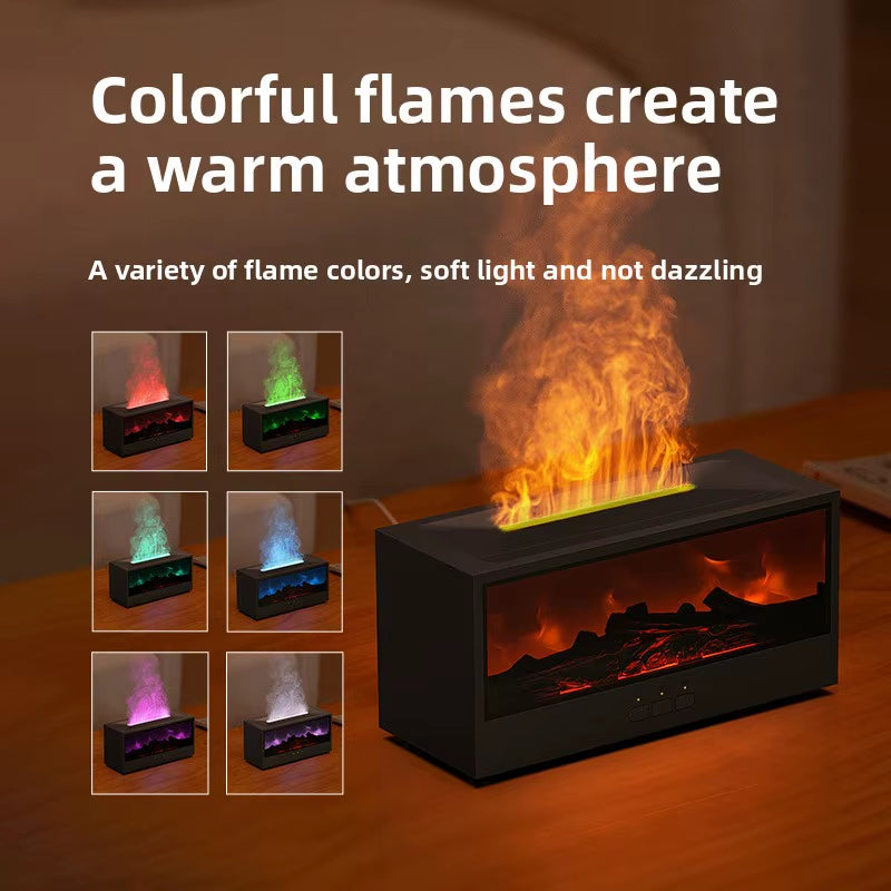 Electric 3D Flame Fireplace Humidifier & Aroma Diffuser with Remote Control, Fine Mist Technology