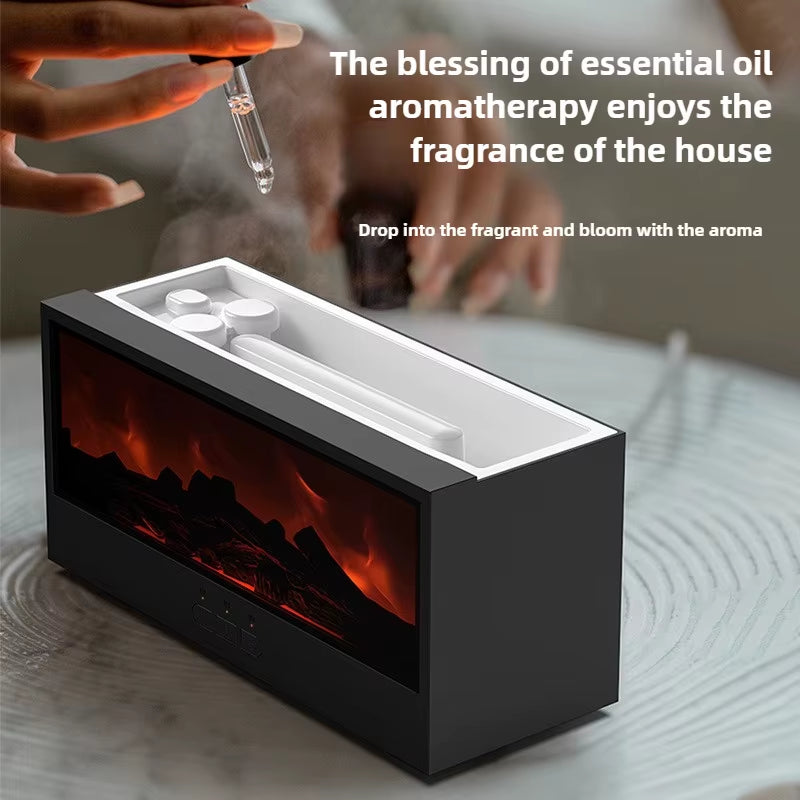 Electric 3D Flame Fireplace Humidifier & Aroma Diffuser with Remote Control, Fine Mist Technology