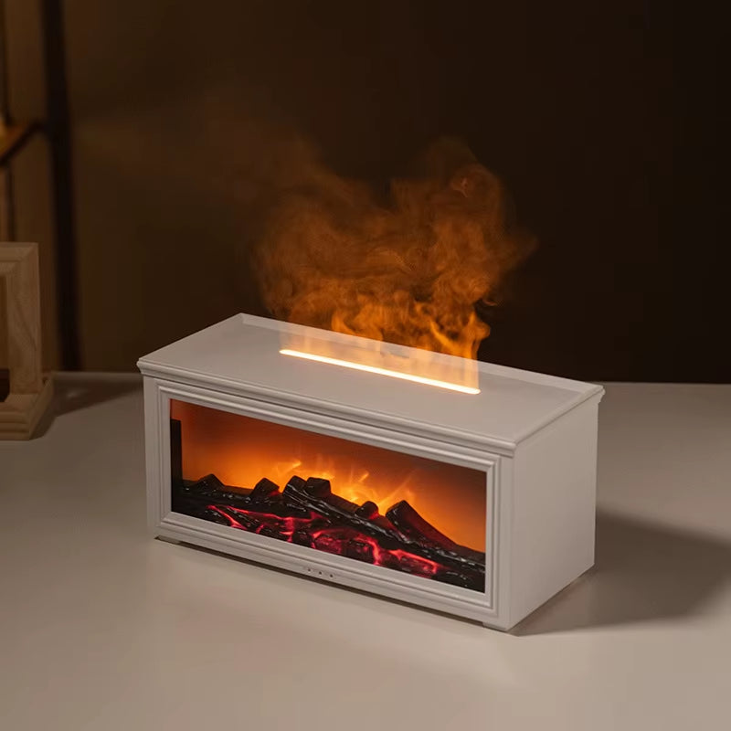 Electric 3D Flame Fireplace Humidifier & Aroma Diffuser with Remote Control, Fine Mist Technology