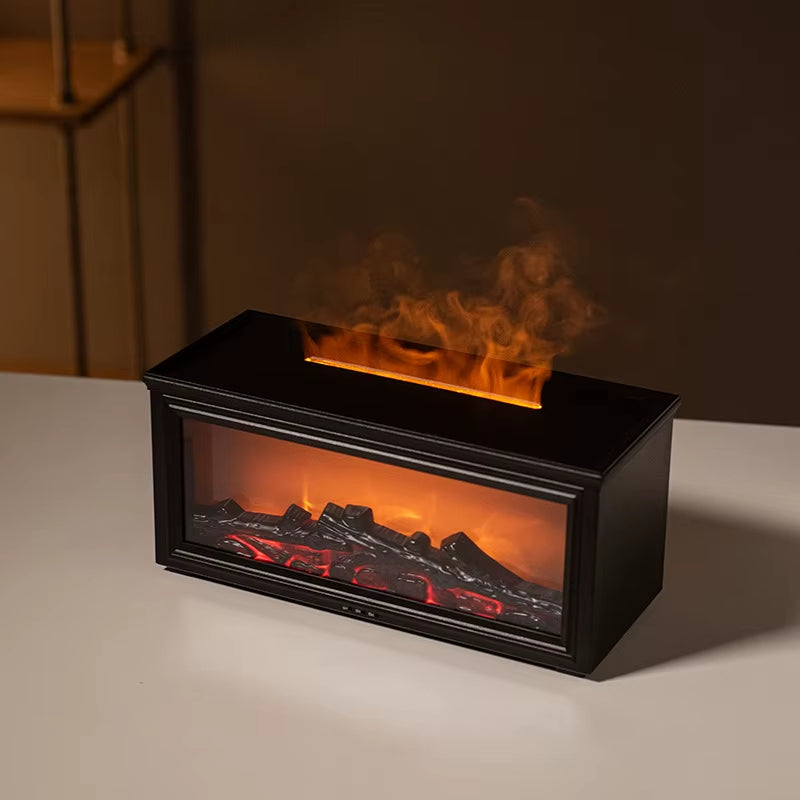 Electric 3D Flame Fireplace Humidifier & Aroma Diffuser with Remote Control, Fine Mist Technology