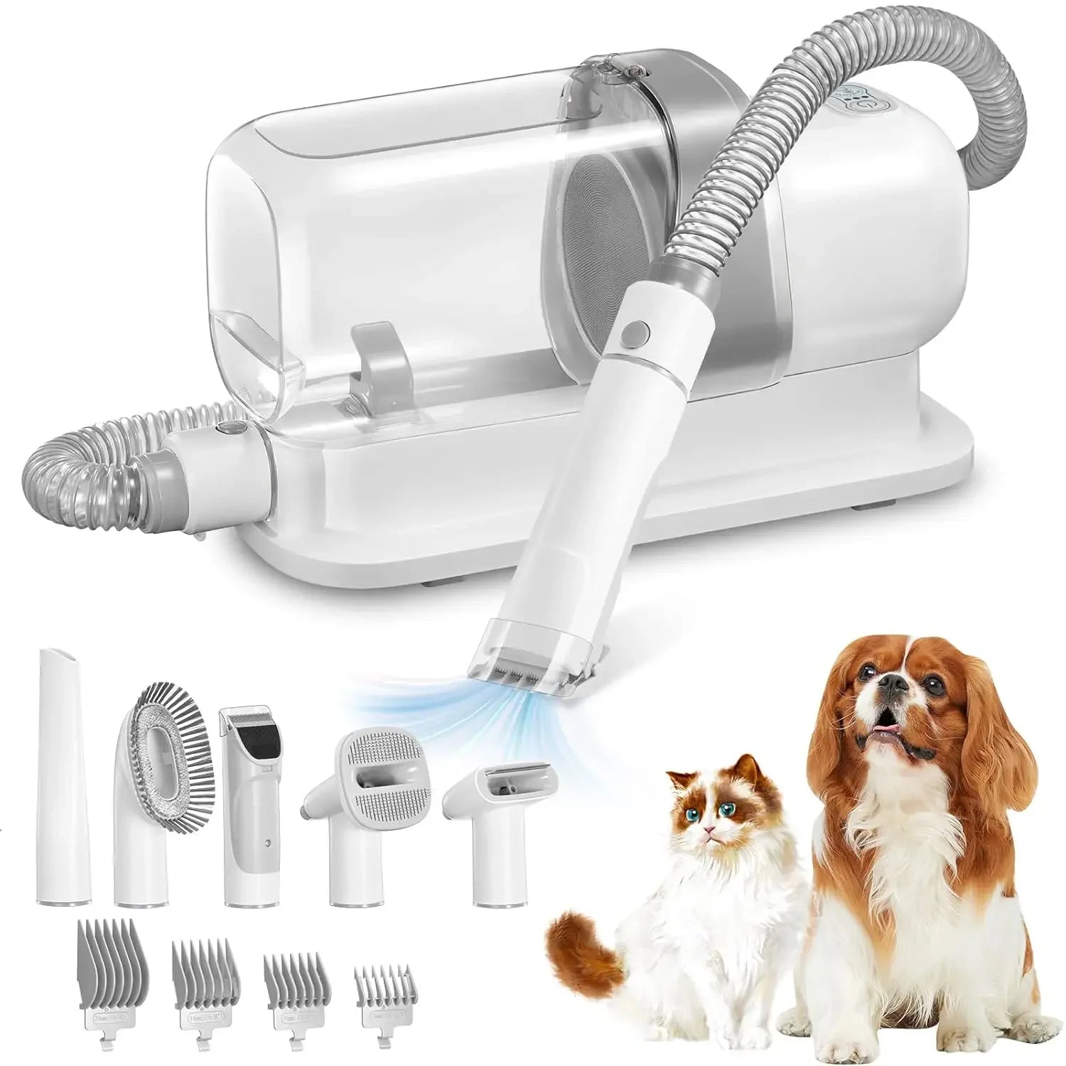 Dog Grooming Vacuum Kit, 2.3L Large Capacity Pet Hair Vacuum Cleaner with Clippers, Brushes & Suction Hose – Professional Pet Grooming Tool for Dogs & Cats