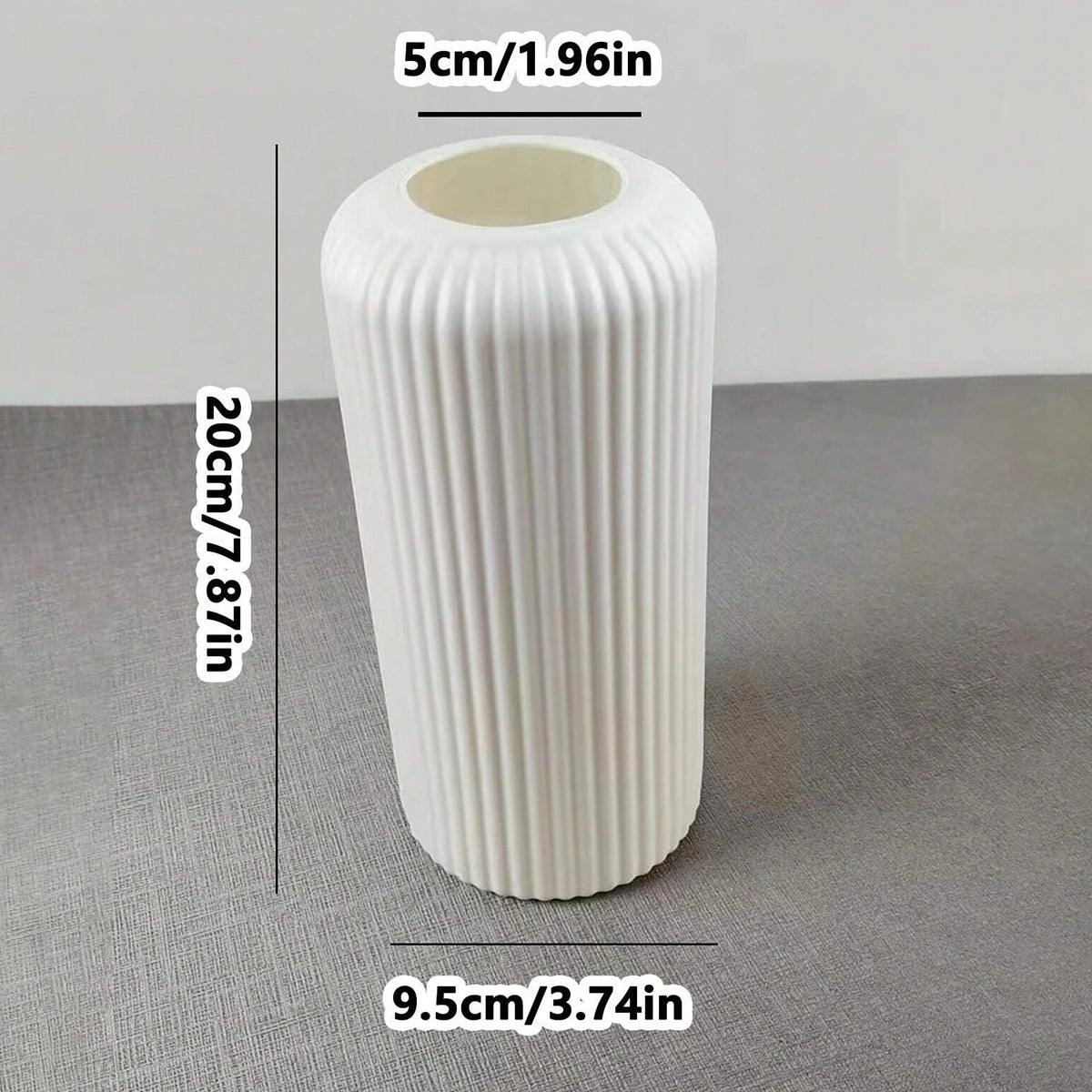 Striped Ceramic-Look Plastic Vase for Flowers – Modern Decorative Flower Vase for Home, Office, and Tabletop Displays