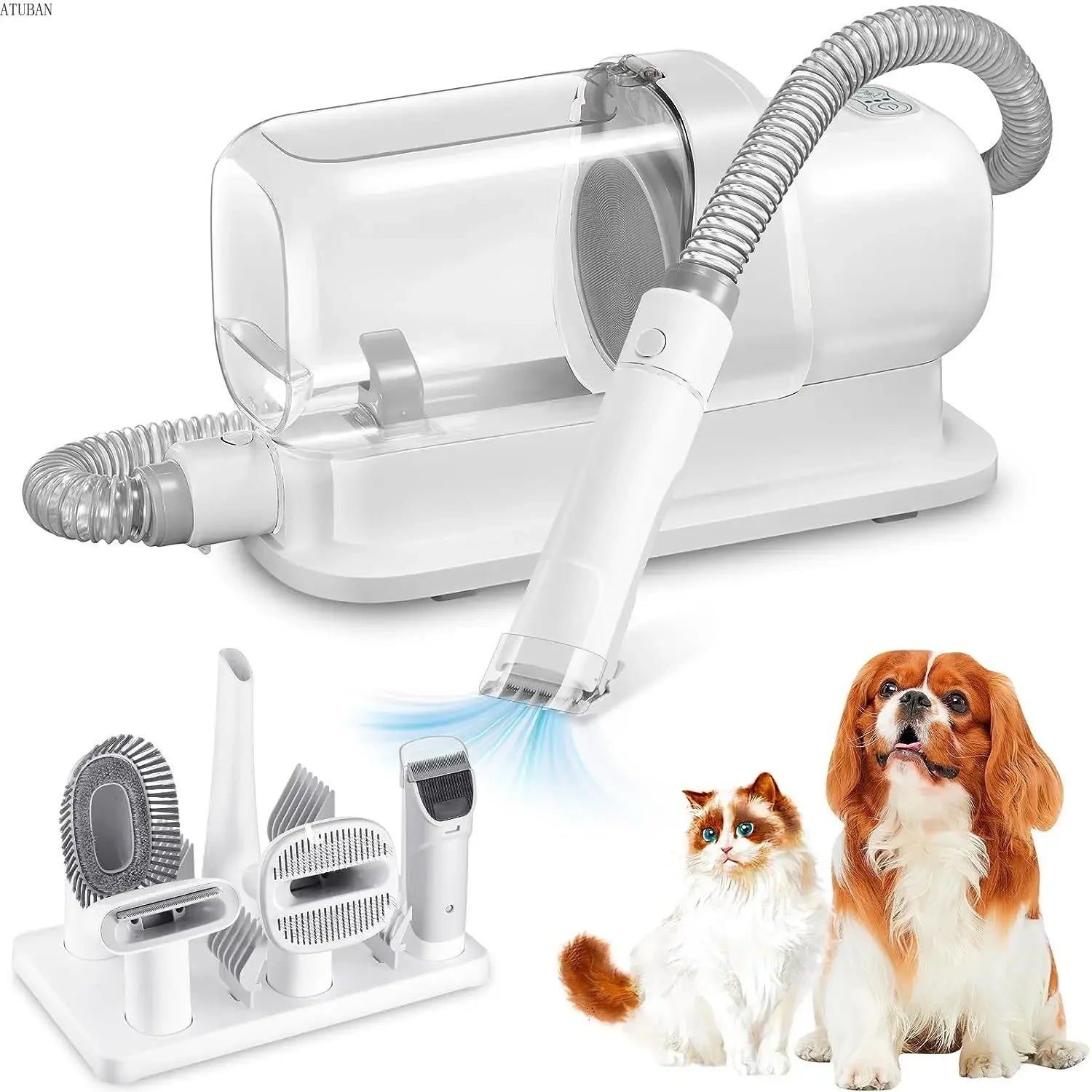 Dog Grooming Vacuum Kit, 2.3L Large Capacity Pet Hair Vacuum Cleaner with Clippers, Brushes & Suction Hose – Professional Pet Grooming Tool for Dogs & Cats