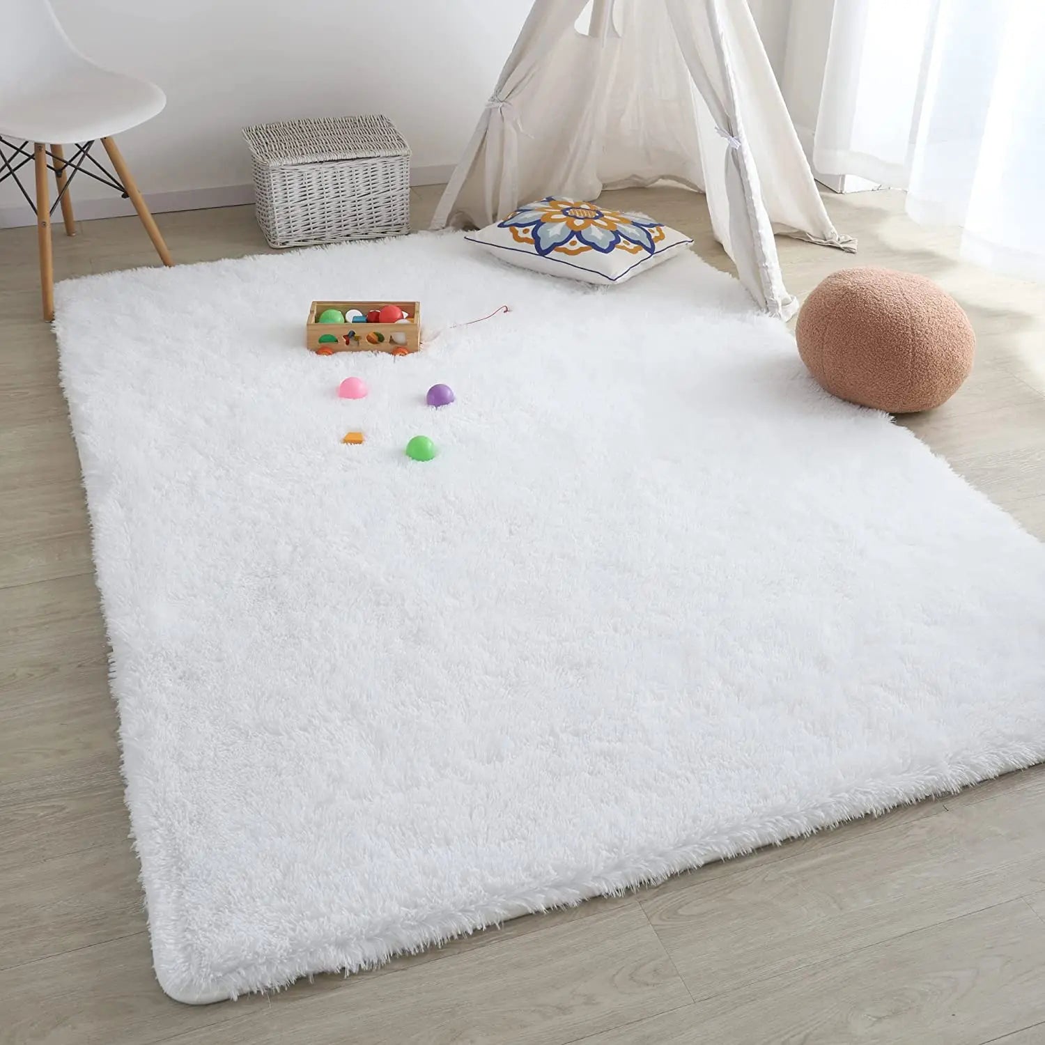 Modern Plush Fluffy Area Rug for Living Room, Bedroom & Kids’ Room – Soft Carpet Floor Mat, Ideal Home & Christmas Gift