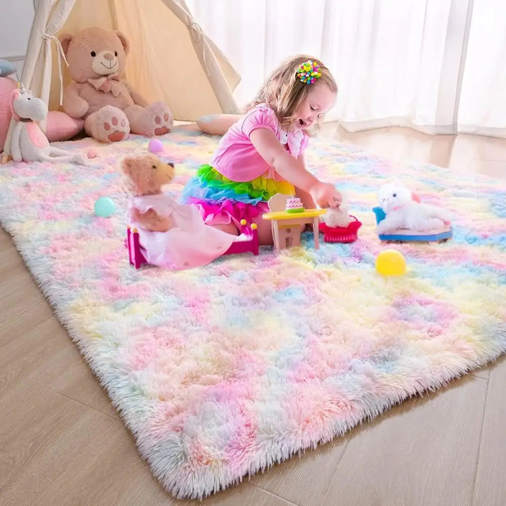 Modern Plush Fluffy Area Rug for Living Room, Bedroom & Kids’ Room – Soft Carpet Floor Mat, Ideal Home & Christmas Gift
