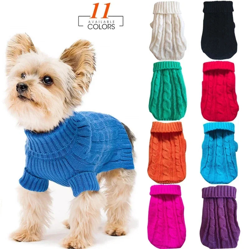 Knitted Winter Dog Sweater – Warm Pet Clothes for Small & Medium Dogs, Chihuahua, Puppy, and Yorkshire Terriers
