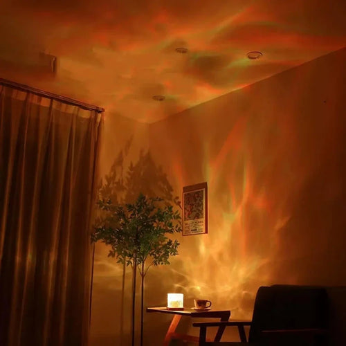 Aurora Wave Cube Night Light – Water Ripple & Ocean Projection Lamp