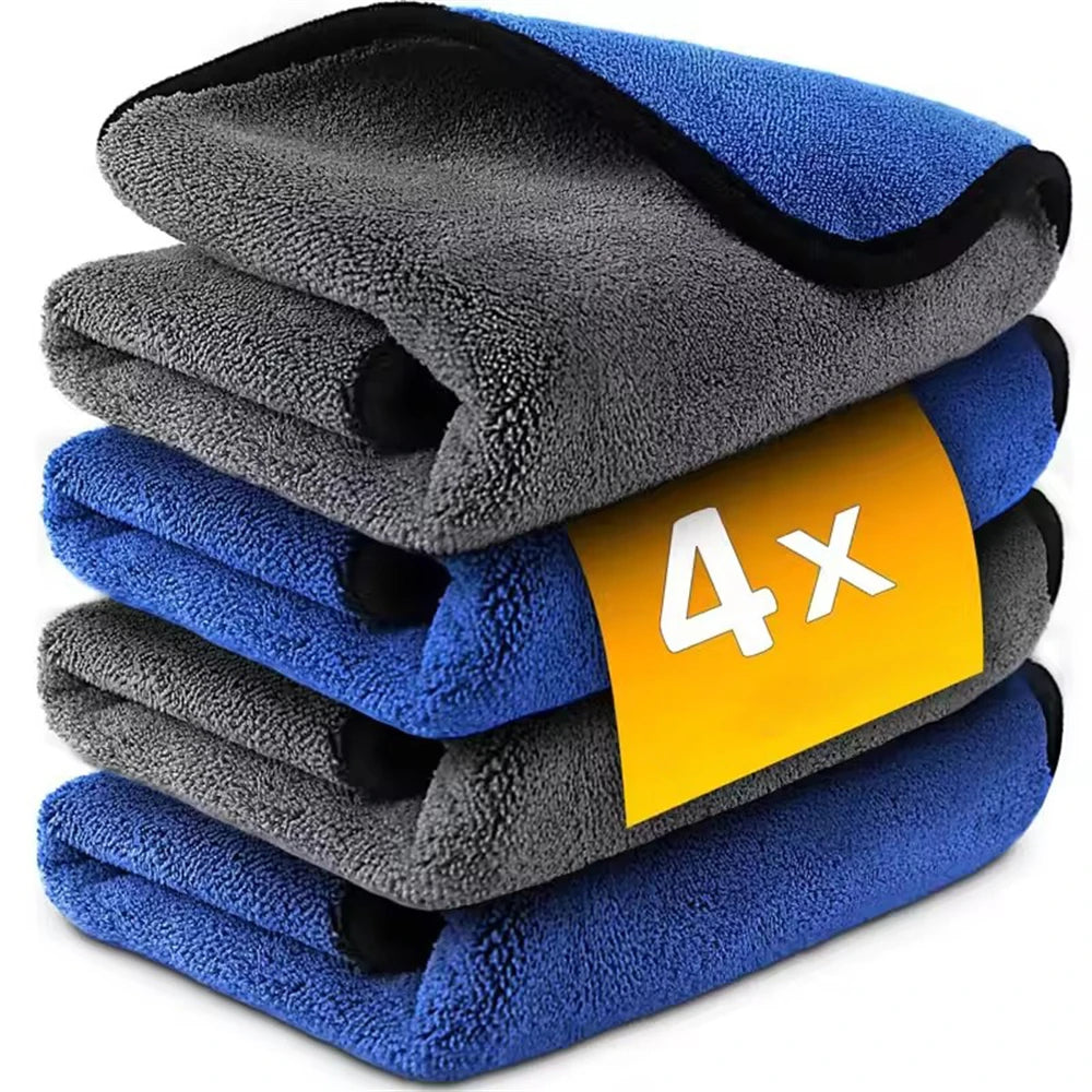 Premium 600GSM Microfiber Car Cleaning Towels – Ultra-Soft, Double-Layer, Quick-Drying Cloths for Car Wash, Windows, Mirrors & Home Use (1–4 Pack)