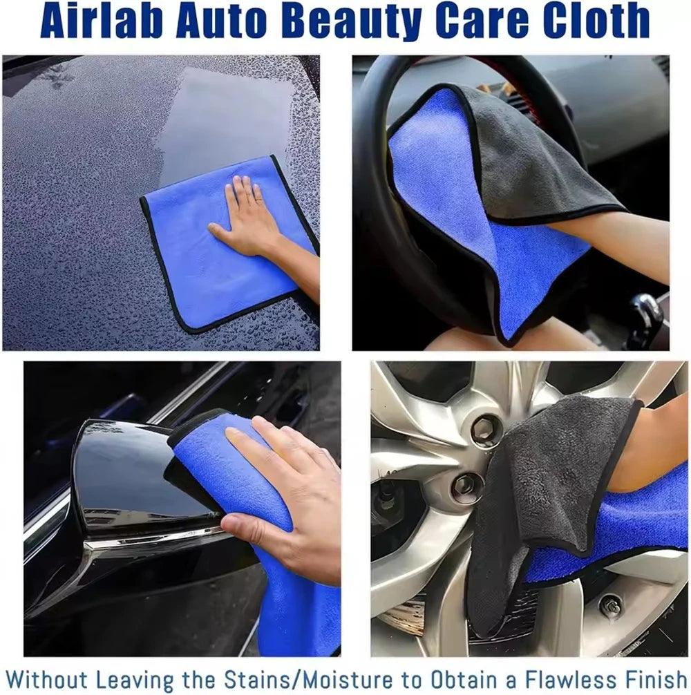 Premium 600GSM Microfiber Car Cleaning Towels – Ultra-Soft, Double-Layer, Quick-Drying Cloths for Car Wash, Windows, Mirrors & Home Use (1–4 Pack)