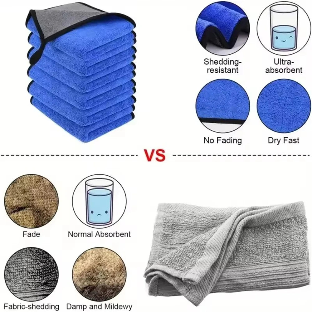 Premium 600GSM Microfiber Car Cleaning Towels – Ultra-Soft, Double-Layer, Quick-Drying Cloths for Car Wash, Windows, Mirrors & Home Use (1–4 Pack)