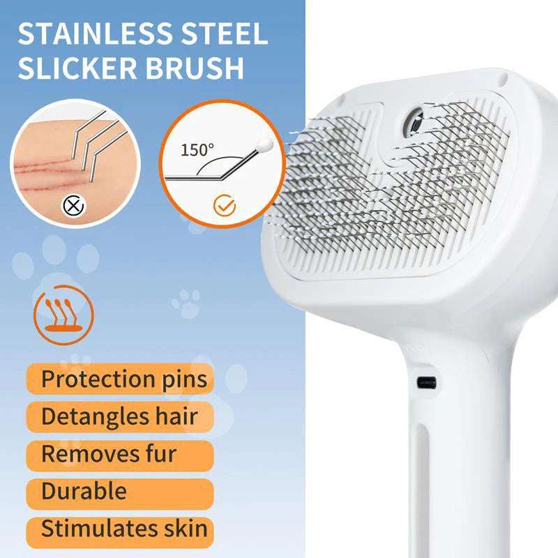 Pet Steam Massage Comb – Soft Round-Head Brush with Spray Function for Hair Removal and Grooming, Safe for Dogs & Cats