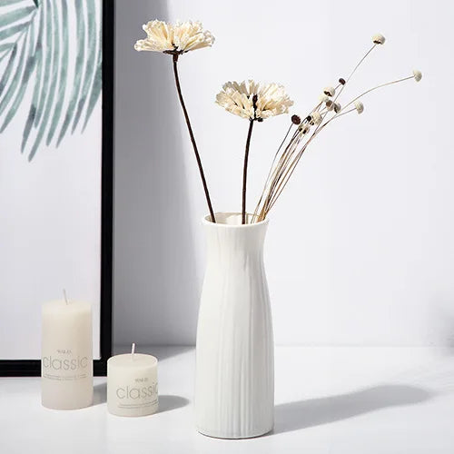 Nordic Plastic Flower Vase – Modern Minimalist Small Decorative Pot for Fresh or Artificial Flowers, Home & Living Room Decor