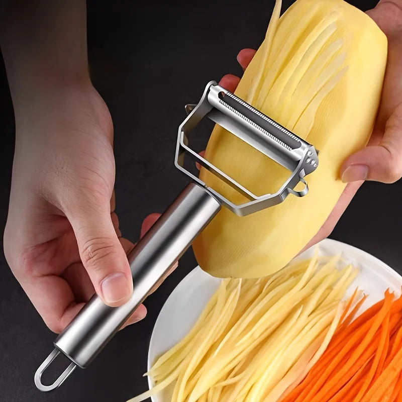 Stainless Steel Double-Head Vegetable Peeler – Multifunctional Fruit & Melon Planer for Kitchen Use