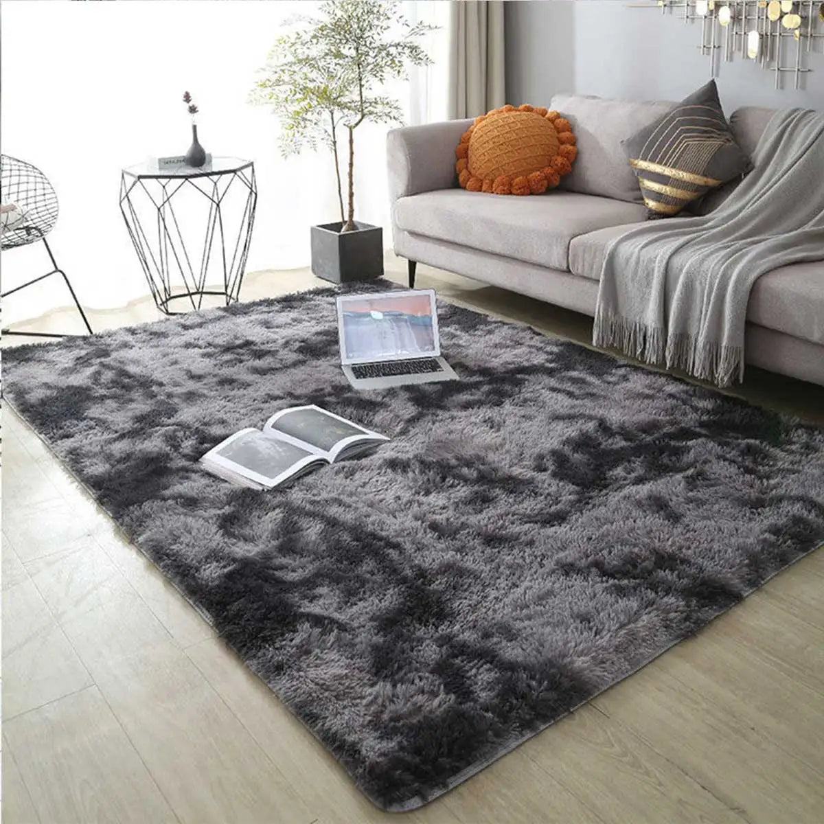 Modern Plush Fluffy Area Rug for Living Room, Bedroom & Kids’ Room – Soft Carpet Floor Mat, Ideal Home & Christmas Gift