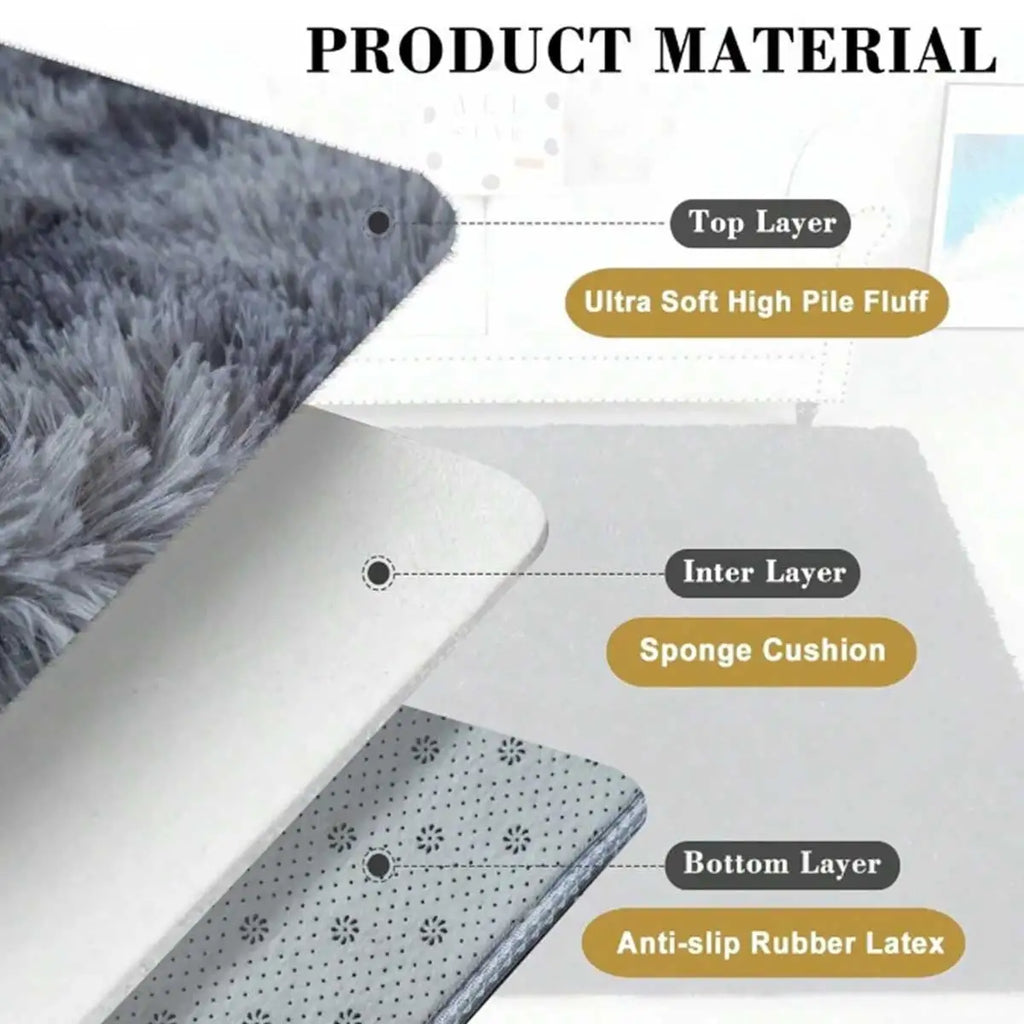 Modern Plush Fluffy Area Rug for Living Room, Bedroom & Kids’ Room – Soft Carpet Floor Mat, Ideal Home & Christmas Gift